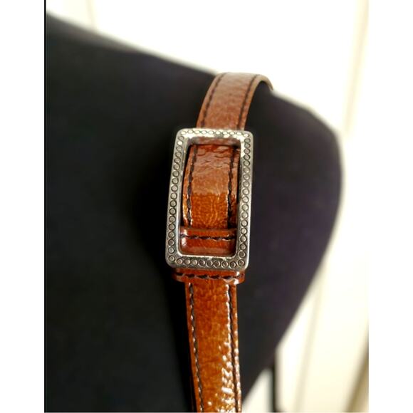 Brighton Patent Leather Crossbody Caramel Brown Handbag Wallet Shoulder Purse - Picture 3 of 13